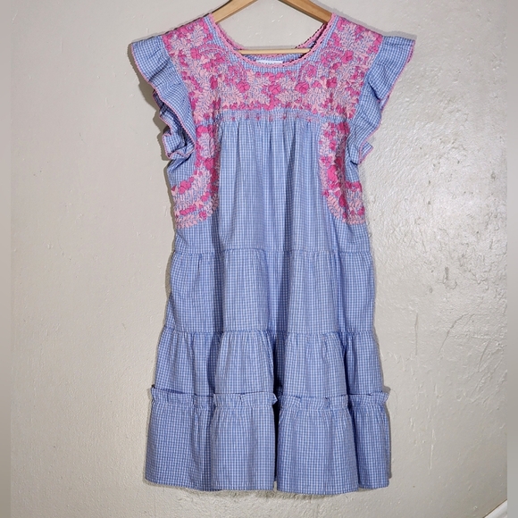 Emilia Collection Blue and Pink Dress - Picture 1 of 5